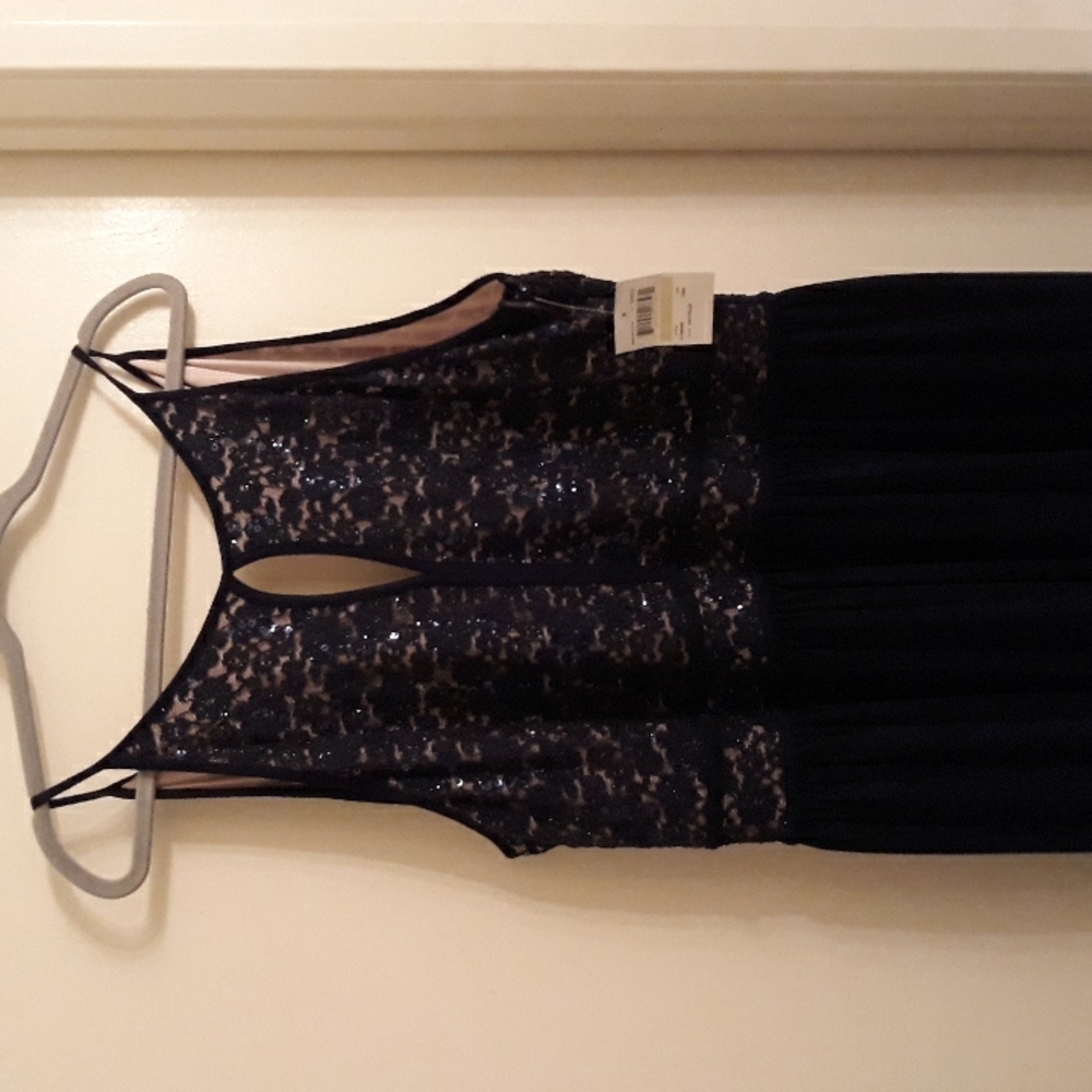 Nightway Sequined Bodice Gown 18W Navy blue
